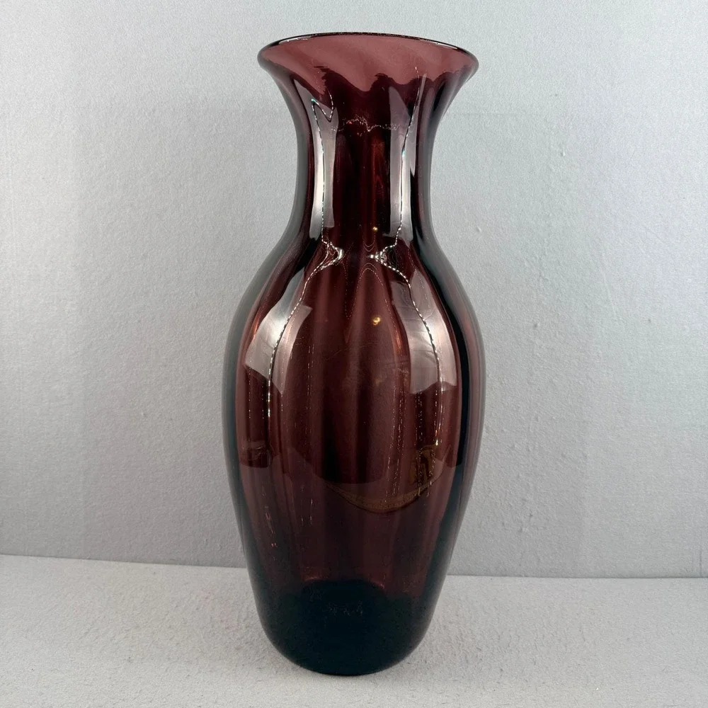 Vintage Blenko 9313 Amethyst Optic Architectural Floor Vase MCM 22